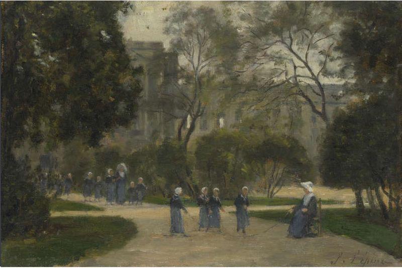 Stanislas lepine Nuns and Schoolgirls in the Tuileries Gardens Sweden oil painting art